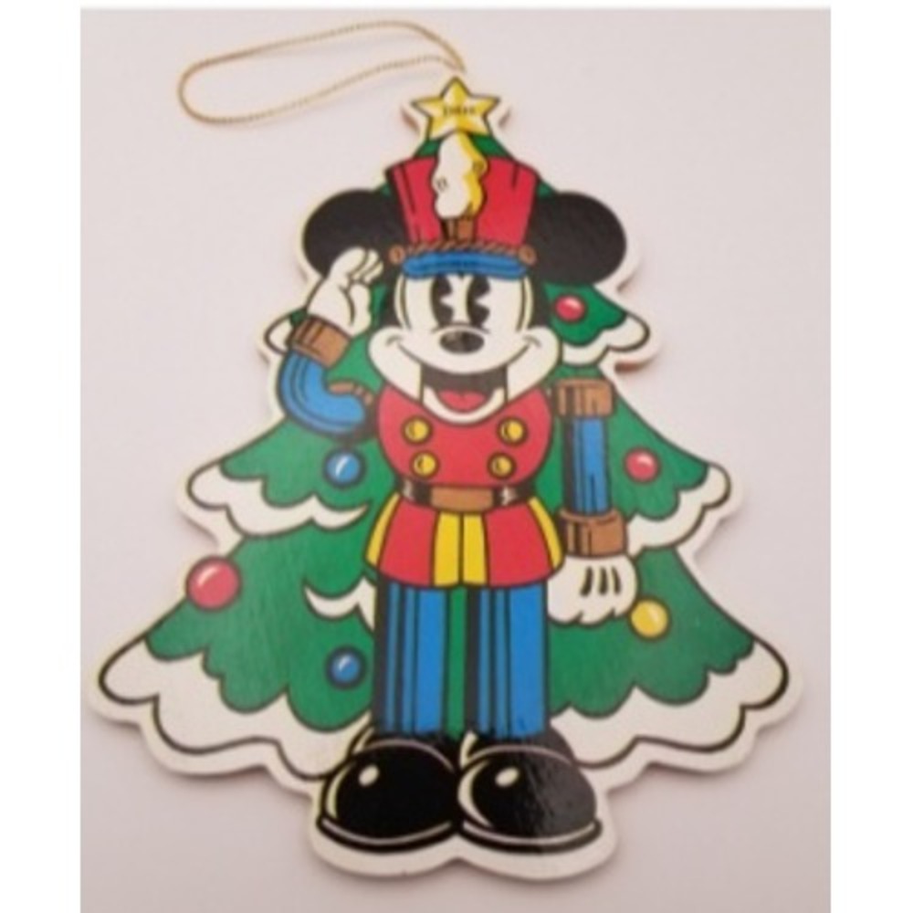 Vintage 1991 Disney Mickey Mouse Toy Soldier Nutcracker Wood Christmas Ornament